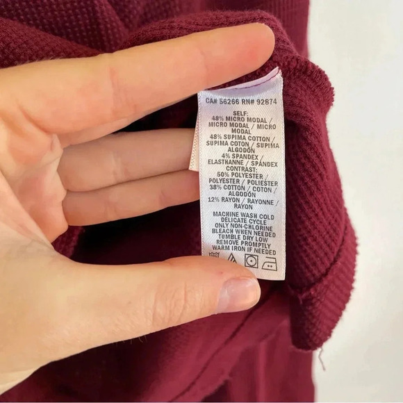 Splendid Maroon Pullover Sweater Cropped Hooded Draw String Wide Sleeve XS - Picture 6 of 9